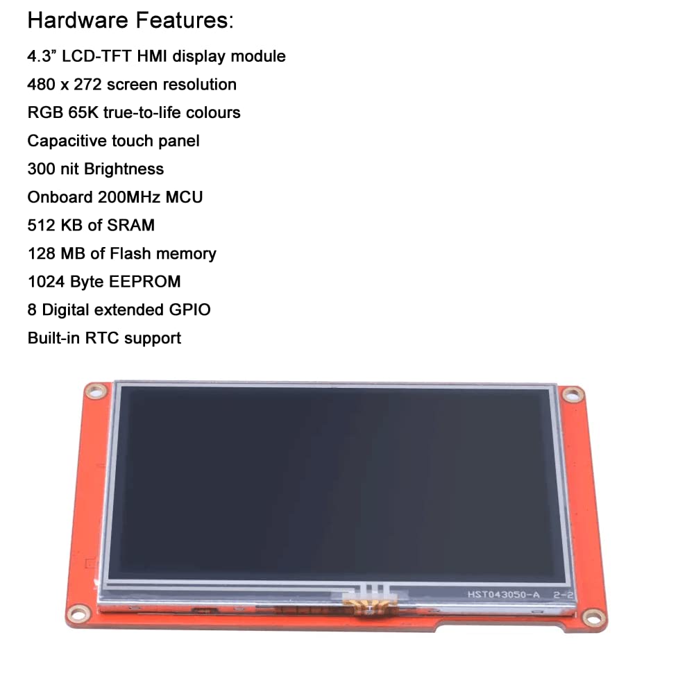 Nextion Intelligente Display 4.3" pollici Touch Screen Capacitivo 480x272 Seriale LCD-TFT Modulo Display HMI Supporta Audio Video NX4827P043-011C