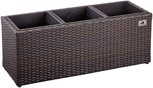 Gartenfreude Cassetta Da Balcone In Polyrattan 60 Cm – Bianco – Con Sistema D'Irrigazione E Ganci Inclusi