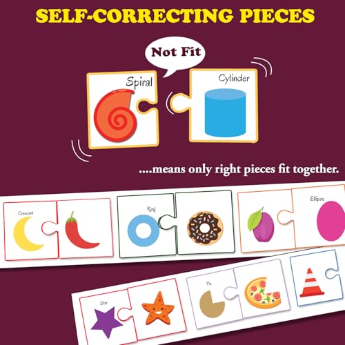 Image of Jigsaw Puzzle Connecting 2-Piece (Set of 21 pcs) for Kids, Childrens and Toddlers - Early Learning Educational Brain Booster with Fun and Engaging - Ages 4+ (Shapes)