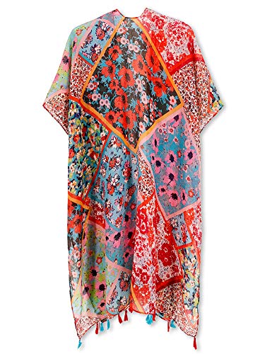 Breezy Lane Women's Beach Coverup Swimsuit Kimono Cardigan with Tassel Bohemian Print