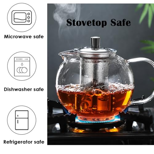TMOST Glass Teapot with Removable Infuser 1300ml/43oz Glass Tea Kettle Teapot blooming Loose Leaf Tea pot Tea Maker Stovetop Safe (43.0, Fluid Ounces) by TMOST - Used condition - Image 4