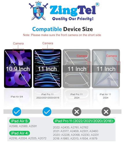 Image of Screen Guard Designed For iPad Pro 11 Inch 2018 /20 /21 /22, iPad Air 4 2020 / iPad Air 5 2022 10.9 Inch Nano Fiber Tempered Glass Screen Protector Flexible, HammerProof & Shatterproof