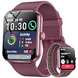 Montre Connectée Femme avec Appels Bluetooth, Écran 1,85'' HD, Fonction Féminine, Fréquence Cardiaque, SpO₂, Suivi du Sommeil, 120+ Modes Sportifs, Étanche IP68, Compatible iOS et Android, 2 Bracelets