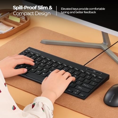 Image of Zebronics K16 Wired Keyboard, 79-Key Layout with Integrated Multimedia Keys, 1.1m Cable Length, ₹ Rupee Key, UV Coated Keys, Spill-Proof Design, USB Interface, Slim & Compact Design