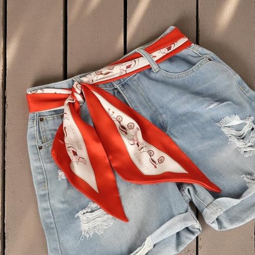 Image of Head Hair Scarf for Women,Silky Long Headscarf Purse Bag Scarfs for Handbag Fashion Satin Neck Scarves Accessories