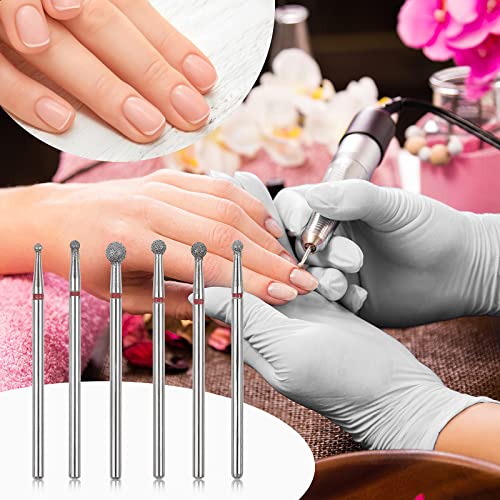 Lusofie 6 Stück Nagelfräser Bit Set Nagelhaut Reinigungs Nagelbohrer 3/32 Zoll Kugelspitze Professioneller Sicherer Nagelhautbohrer Elektrische Nagelfeile Gelpolitur Maniküre Pediküre Werkzeug