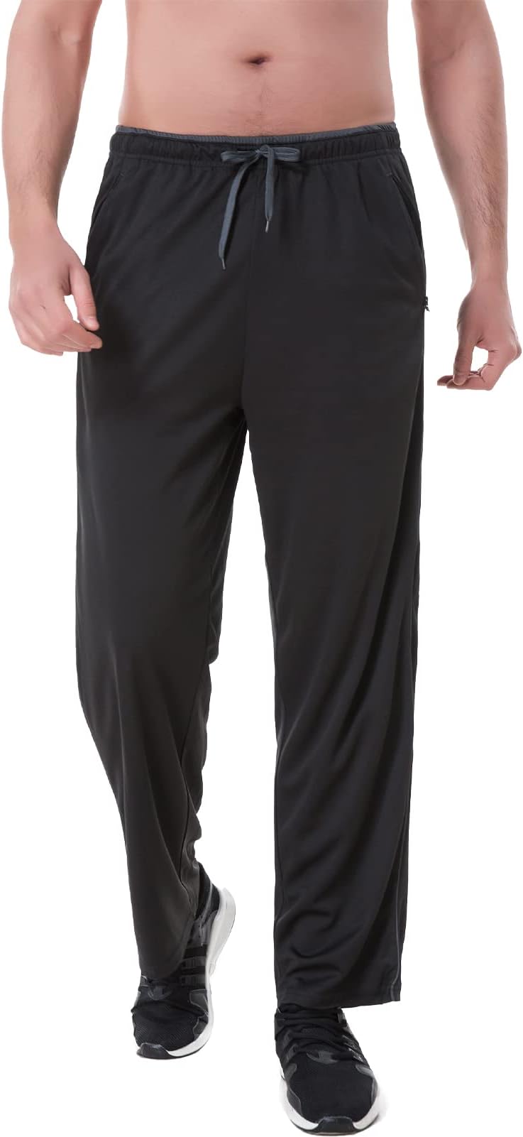 Men's Sweatpants with Zipper Pockets Lightweight Open Bottom Workout Pants for Jogging, Workout, Gym, Running, Training