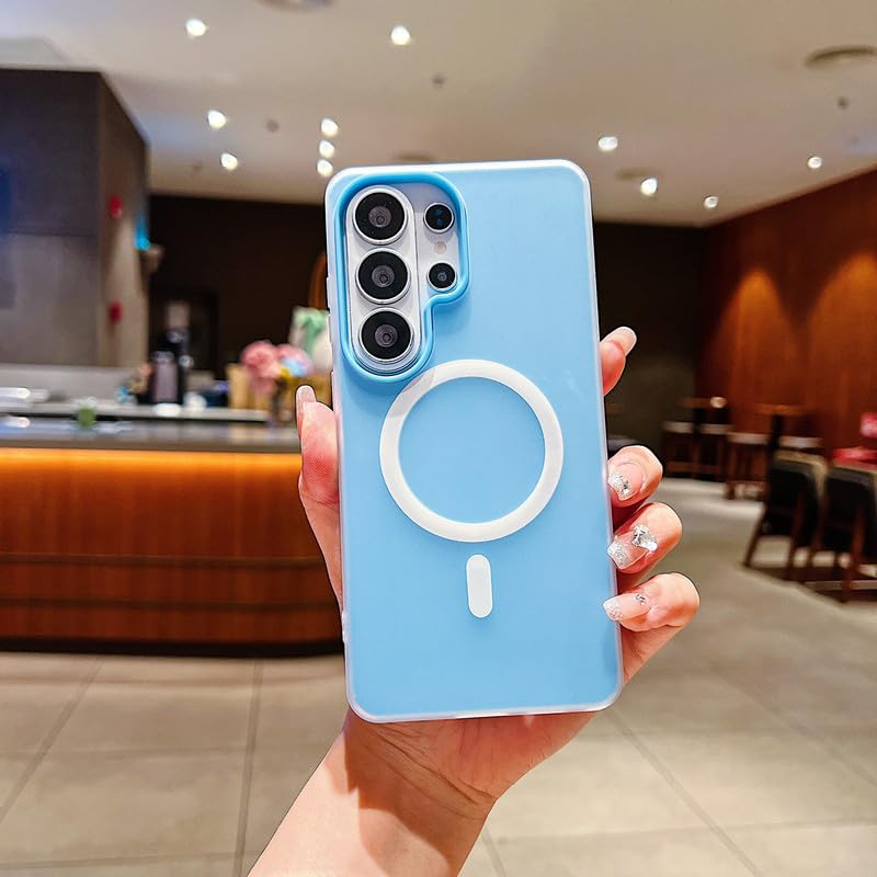 Image of LuxuryKase Magnetic Silicone Candy Case for Samsung Galaxy S26 Ultra | MagSafe Compatible | Slim Protective Case | Lightweight & Flexible | Wireless Charging | Soft Matte Finish - Blue