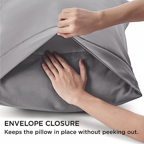 Bedsure Silver Grey Pillowcase Set - Standard Size (20X26 Inches) Bed Pillow Cover - Brushed Microfiber, Wrinkle, Fade & Stain Resistant - Envelop Closure Pillow Case Set Of 2 #TOP4