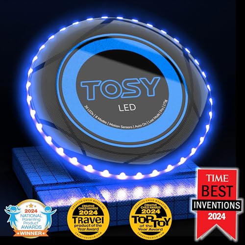 TOSY Flying Disc - 36 Monocolor LEDs, Super Bright, Smart Modes, Christmas Stocking Stuffers Gift, Camping Toy for Kid/Teen/Adult, Auto Light Up, Rechargeable, Waterproof, 175g - Thumbnail 2