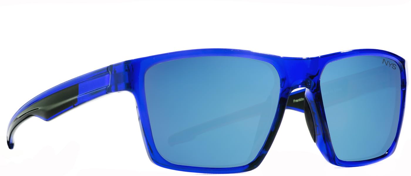NYS Collection Premium Polarized Sporty Sunglasses - Lightweight Durable UV400 Protection Square Frame for Men & Women (Blue)