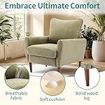 OLIXIS Comfy Accent Chair for Living Room Bedroom and Waiting Room, Upholstered Mid-Century Reading Chair with Pillow and Solid Wood Legs, Wide Singe Modern Lounge Sofa (Green) - Image 5