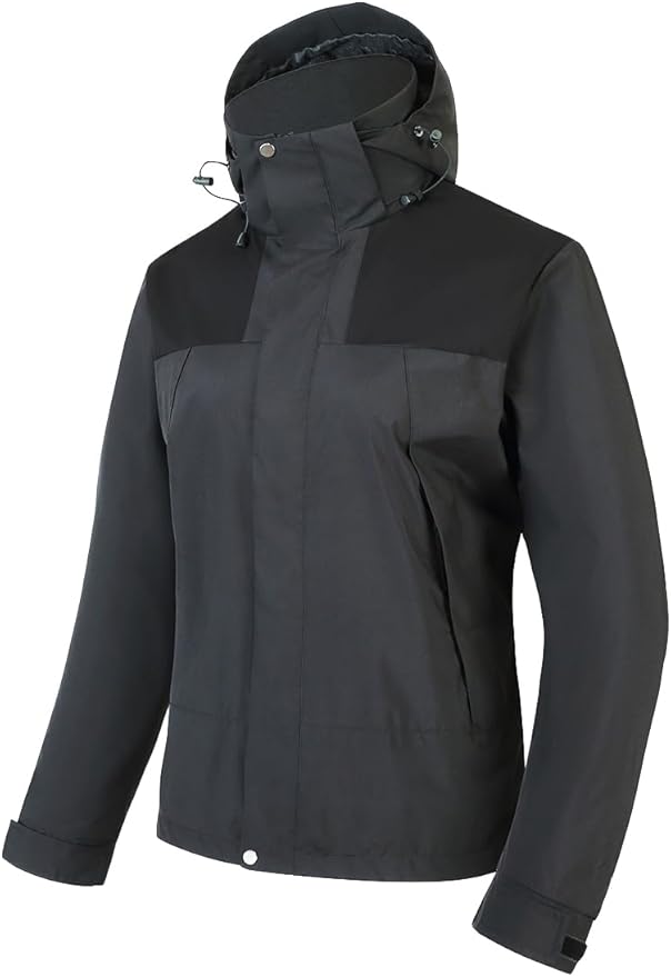 baleaf Regenjas voor heren, fietsjas, waterdicht, outdoorjas, windbreaker met capuchon, 10.000 mm, H2O, waterdicht, hardloopjas, ademend, wandeljas, donkergrijs, 3XL