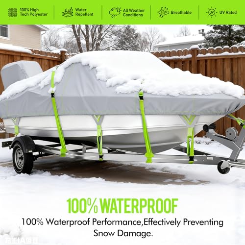 Boatpro 1200D Waterproof Boat Cover with Motor Cover, Solution-Dye Marine Canvas Trailerable Boat Cover 16-18.5ft for 16 feet 17ft 18' Foot V-Hull Bass Boat Tri-Hull Runabout Boat, Deep Gray by BOATPRO - Image 7