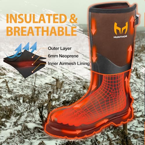 Image of Hunthor Steel Toe Rubber Work Boots, Puncture-Proof with Steel Shank