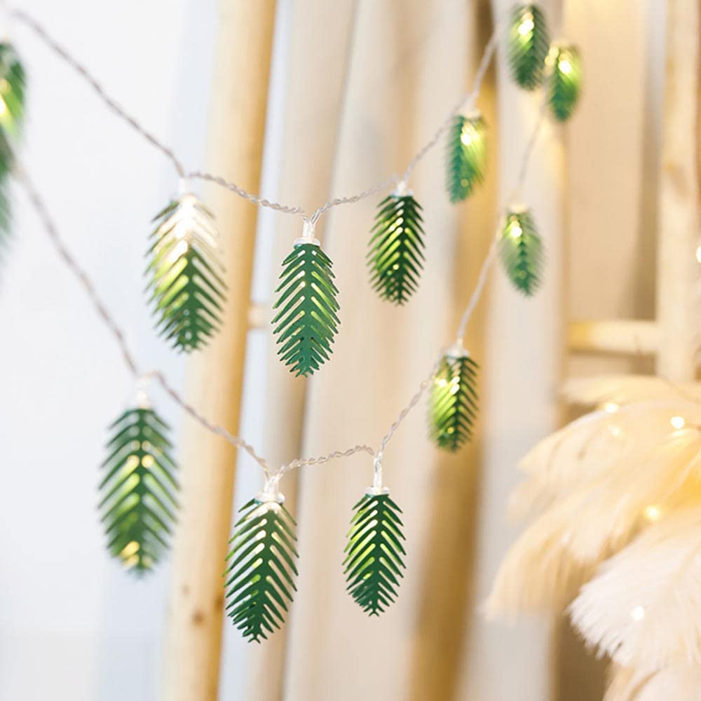 Łańcuchy świetlne, Girlanda ze sztucznych bluszczu | Lampa wisząca LED zasilana bateriami | Zielone sztuczne pnącza(9.8FT(20LED))