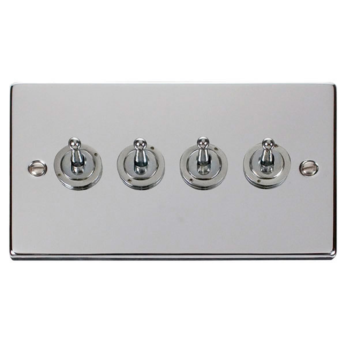 Click Polished Chrome 4 Gang 2 Way 10Ax Toggle Light Switch