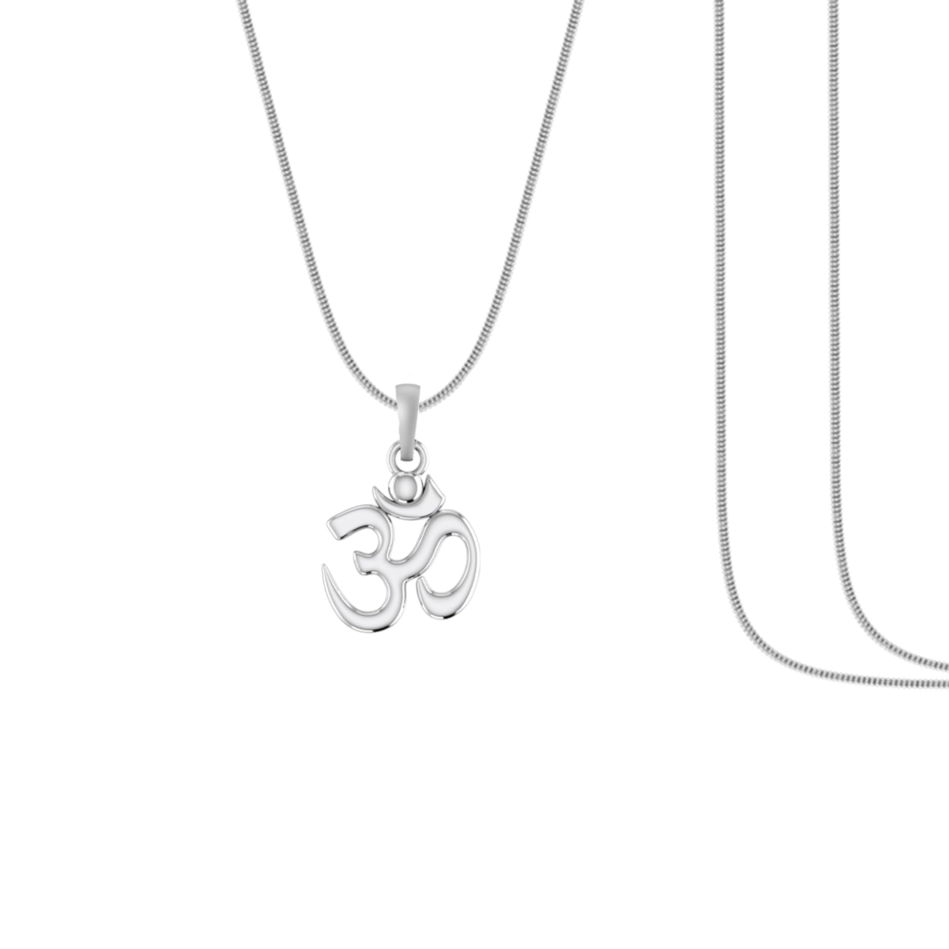 Silver Spiritual OM Chain Pendant by Om Chain Pendant for Kids (Upto 4 years) (Snake Chain: 12 Inches) - kdpss12-7141