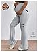 OYOANGLE Women's Maternity High Waisted Ribbed Flare Pants Stretchy Tummy Control Bell Bottom Trousers Light Grey Large