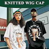 Belligern 3 Pcs Rasta Set, Knit Rasta Hat Jamaican Dreadlocks Wig with Yellow Glasses and Braided Bracelet, Funny Hats for Adults for Parties, Cosplay, Masquerade - Image 4