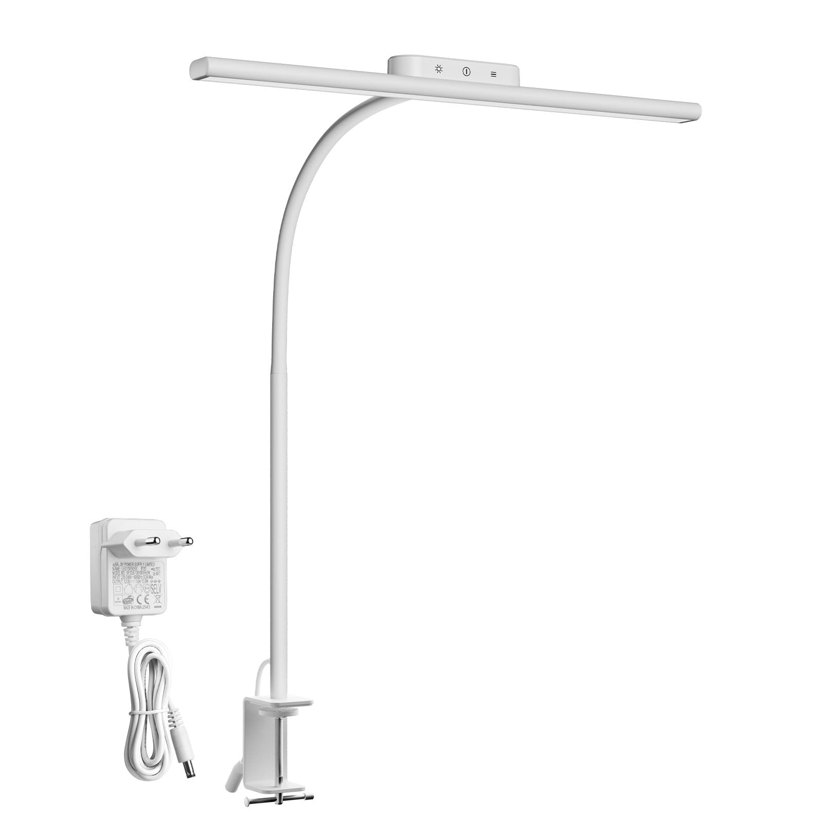 Lepro 11W Schreibtischlampe LED Klemmbar, Dimmbar und Augenschonende Schreibtisch Lampe, 5 Farbtemperaturen und 5 Helligkeitsstufen, mit flexiblem Schwanenhals, für Home Office & Büro, Weiß