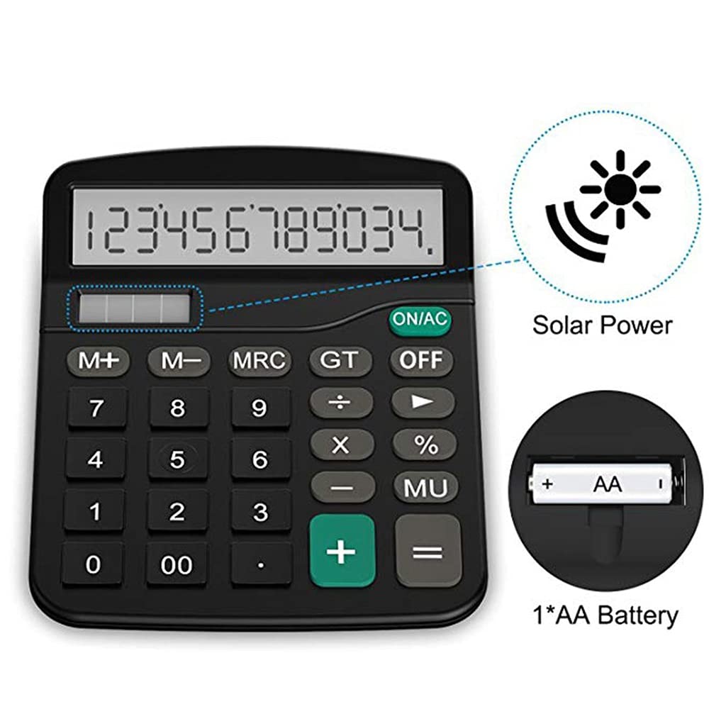 JFDBGU Office Finance Calculator Plastic Solar Computer Business Finance Office Calculator Oficina de la calculadora de Escritorio de 12 bits