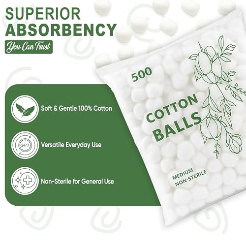 image for Perfectware Medium Size Cotton Balls – Soft, Absorbent, Non-Sterile 