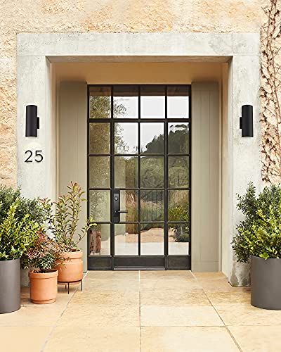 Image of Ken & Ricky Cylinder Outdoor Wall Sconce Lights,Up and Down,Black,2 Pack | Aluminum Waterproof Outdoor Wall light,No Glare,Exterior Lighting Fixtures,E26 Base,For Porch House Garage Front Door Patio