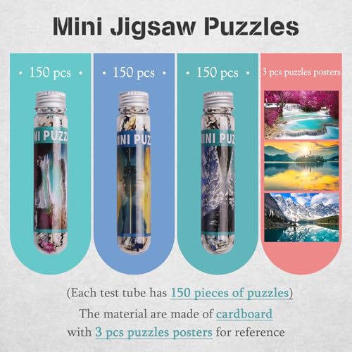 MISITU Mini Puzzles para Adultos 150 Piezas Pequeño Rompecabezas de Viaje - Snow Lakes miniatura 3