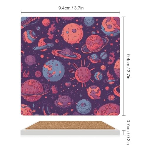 Dessous de verre univers espace protège table basse lavable - 3