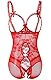 Acramy Damen Reizwäsche Body Offener Schritt Große Größen Dessous Ouvert (XXL, Rot)