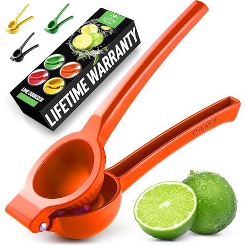 Image of Zulay Metal Lime Squeezer – Heavy-Duty Citrus Juicer for Maximum Juice Extraction – Easy Manual Press for Limes & Lemons – Durable & Ergonomic Hand Juicer - Orange