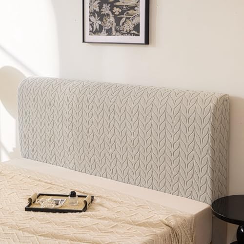 Image of HOMETHREADS Stretchable Lycra /Velvet Headboard Cover | Soft, Dust-Proof & Wrinkle-Resistant Bed Back Protector | Fits Leather, Wooden & Fabric Bedsides | for 3ft to 3.5ft Beds (Light Grey,90x65cm)