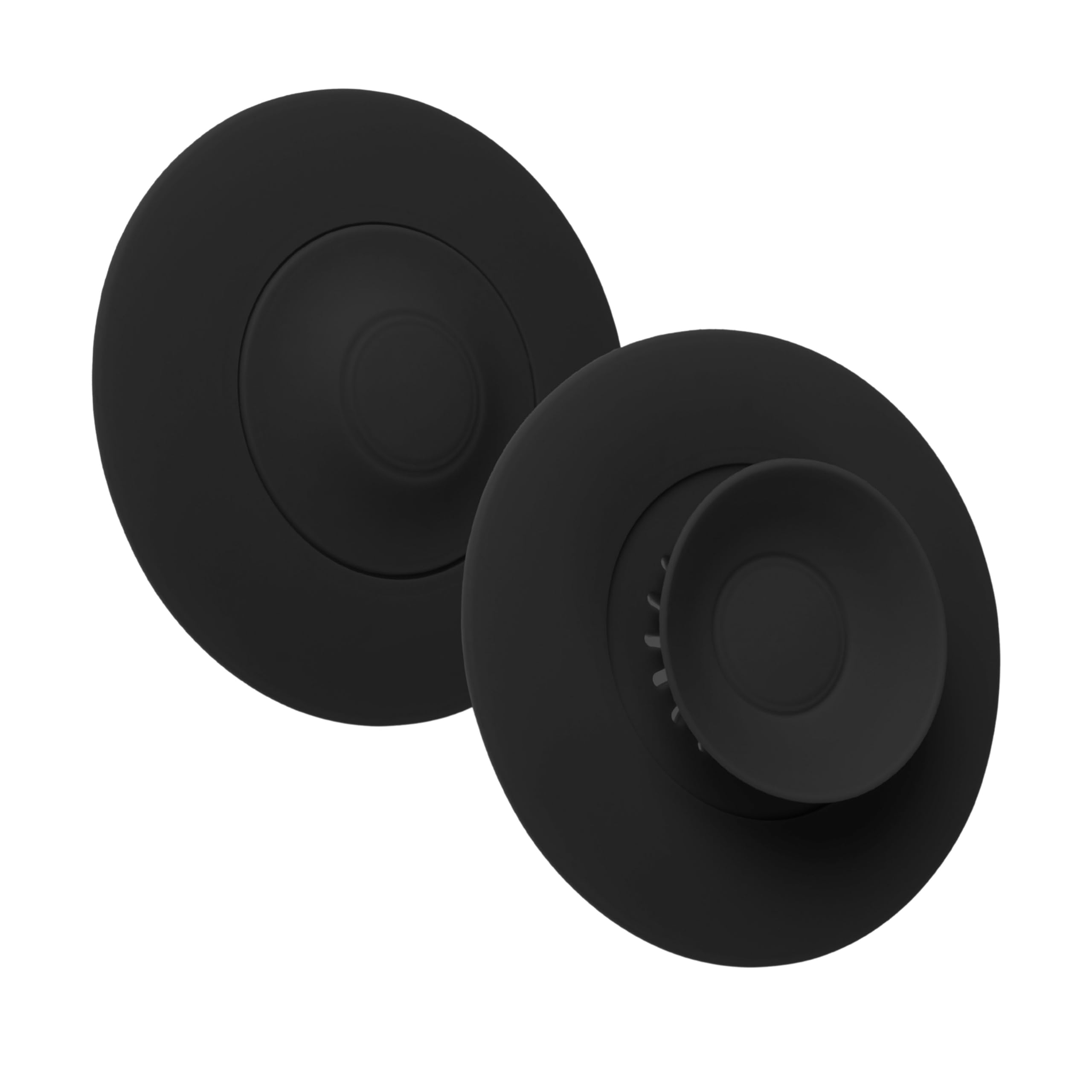 Universal drain plug, 2 pieces, Ø 11 cm, black, silicone, for up to Ø 100 mm valve drain, food waste and hair strainer filter, drain strainer for sink, washbasin, bathtub, stopper bathroom kitchen set
