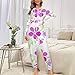 AKBLVS Pink Blossom Hooded Onesie Pajamas Set for Women Men Long Sleeve Fashion Couple One-Piece Zip Up Costume S