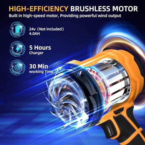 Image of Leaf Blower Cordless Mini Hand Held Leaf Blower Cordless for 20V Battery(NO Battery), Handheld Leaves Blower Dryer Air Blowers for Patio Cleaning(Tool Only), Amber