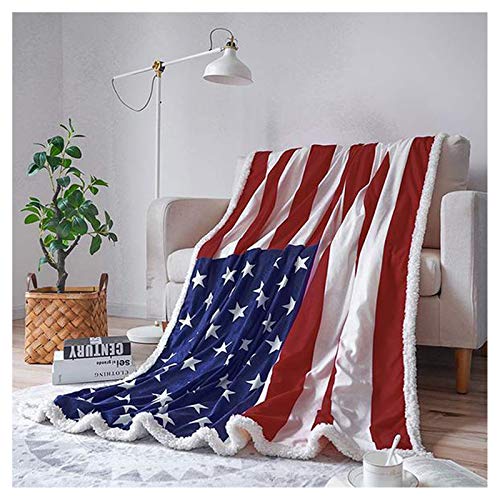 BGWQ Sherpa Fleece Blanket, Super Soft Warm Deluxe American Flag Blanket Buffalo Plush Gig Blankets, Lightweight Cozy Fuzzy Blanket for Couch Sofa Bed (120x180cm/47 x71)