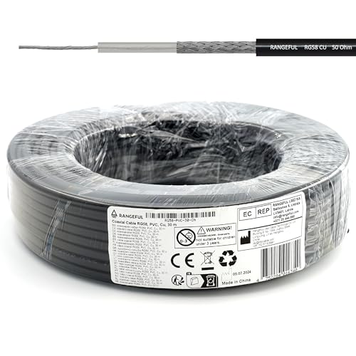 Câble RG58 CU 30m coaxial 50 Ohm haute performance compatible SMA BNC Type N
