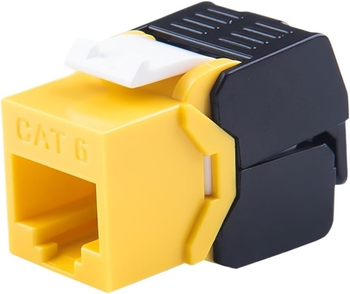 RJ45 Cat5e Cat6 6A UTP to LSA network module tool-free connection(Cat 6 Yellow)