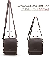 Vista 9 de CONTACTS Bolso de mensajero de cuero de grano completo para hombre, bolso de hombro cruzado, bolso de viaje para iPad de 10.5 pulgadas (marrón)