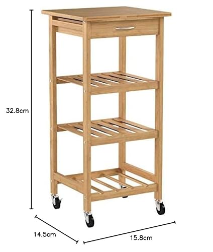 Oceanstar Design Group Bamboo Kitchen Trolley - Natural Bamboo Finish, Ideal for Organising Your Kitchen - Image 8