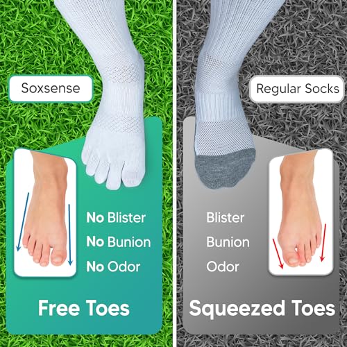 Image of Soxsense Soccer Grip Toe Socks, Non-Slip Socks for Sports & Pilates