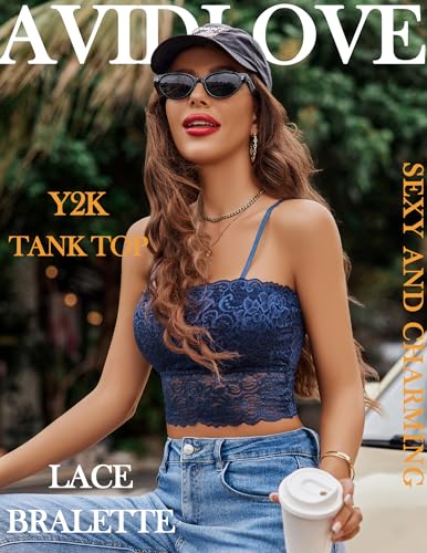 Image of Avidlove Bralettes for Women Lace Spaghetti Strap Tank Top Tube Slim Basic Camisole