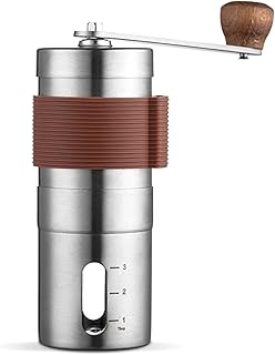 ZIEM Moulin à café Manuel avec Moulin à meules en céramique Broyeur réglable Support en Bois pour Corps en Acier in Construit pour Durer