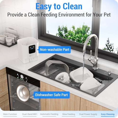 Image of Automatic Cat Feeder with 5G WiFi: Automatic Dog Feeder with Slow Feed & Smart APP Control, 7L Timed Auto Cat Food Dispenser with Alexa for Pets, Detachable for Easy Cleaning - 29 Cups