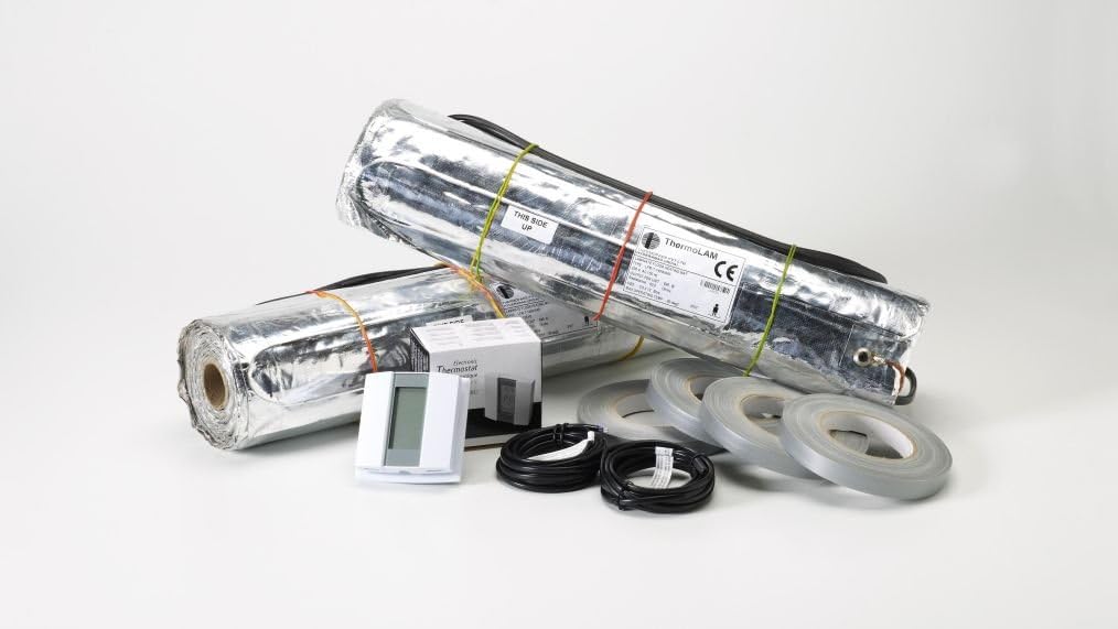 Foil Heater Mat System - 30.0m Power: 140w/m2 Kit comprises: Foil covered earth screened heating mat (suitable for use in bathrooms & wet areas) Programmable digital thermostat complete with 2 x floor temperature probes Adhesive fixing tapes Full installation instructions and ten year warranty certificate