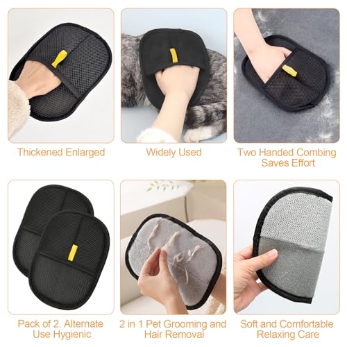 1 Paar Fell Magnet Handschuhe, Fellhandschuhe Größer und Dicker, Tierhaarentferner Handschuhe für Katzen und Hunde, Glattes Fell und Sanfte Massage