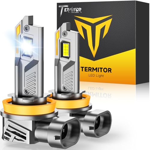 Image of Termitor Upgraded H11 Light Bulbs, 136000LM 15X Brightness,6500K Cool White, H11 Fog Light, 85K+ Hrs Service Life, True 1:1 OEM Size, IP68 Waterproof, Plug N Play, Headlight Eyebrows, Pack of 2