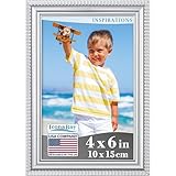 Icona Bay 4x6 Silver Picture Frame Beautifully Detailed Molding, Contemporary Picture Frame Set, Wall Mount or Table Top, Inspirations Collection