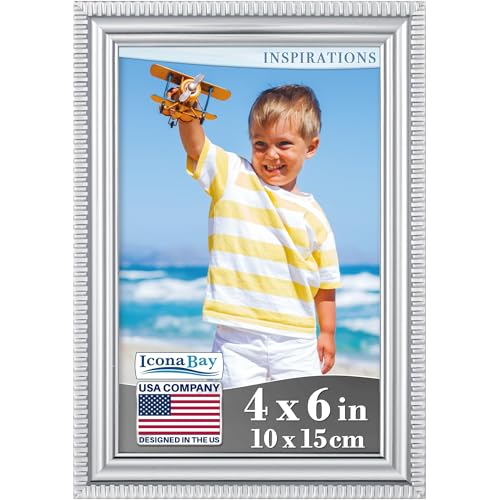 4x6 Silver Picture Frame Contemporary Inspirations Wall or Table Top